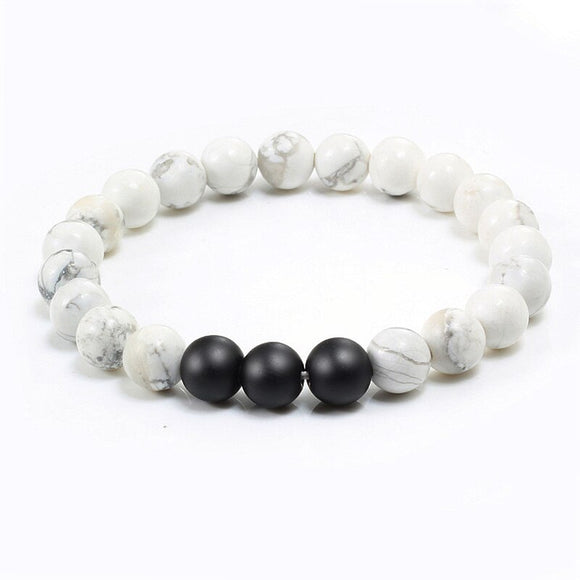 Natural Stone White&Black Yoga Bracelet for Men