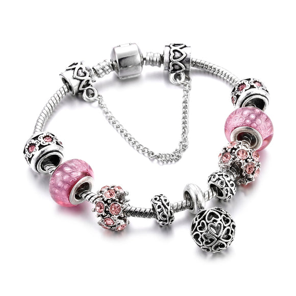Pink Crystal Charm Bracelets for Women
